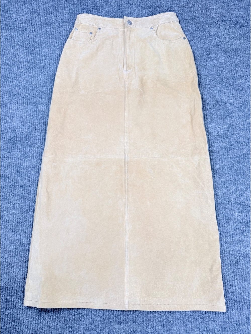 Jeanology Genuine Leather Maxi Skirt Beige Size 8 Y2K